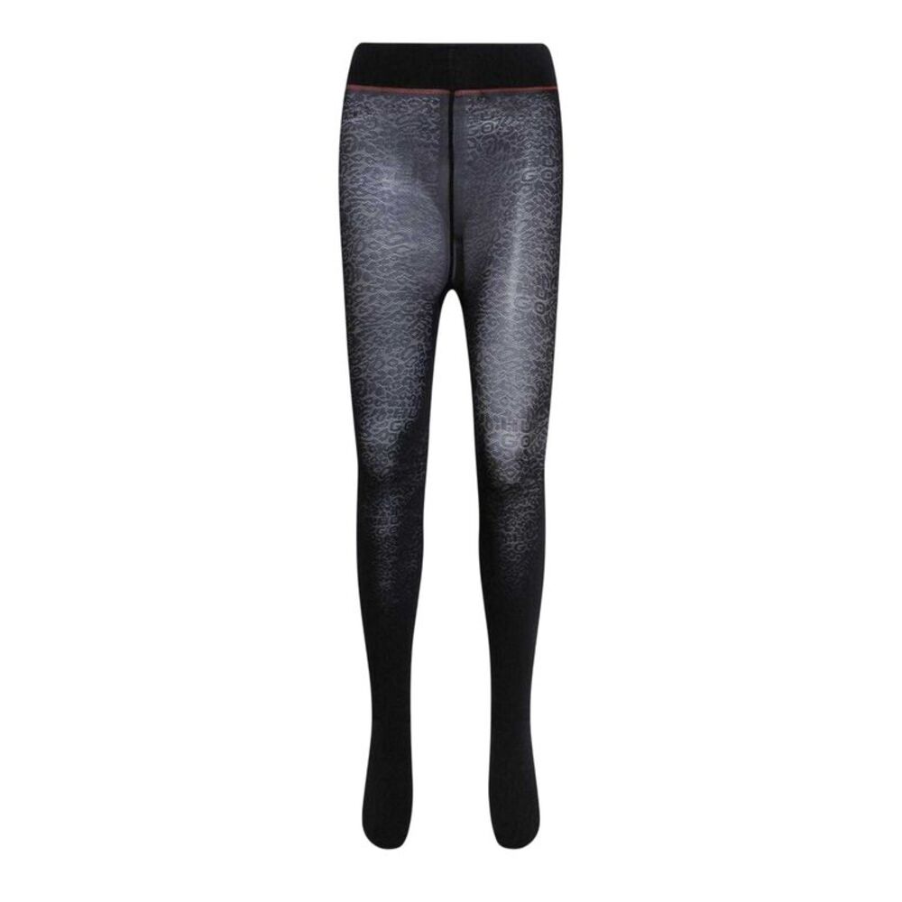 Hugo Womens/Ladies Logo Leopard Print Pantyhose / Black